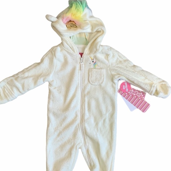 WIPPETTE SOFT FAUX SHEARLING CREAM UNICORN FOOTIE - Picture 5 of 5